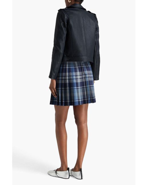 Claudie Pierlot Blue Leather Biker Jacket