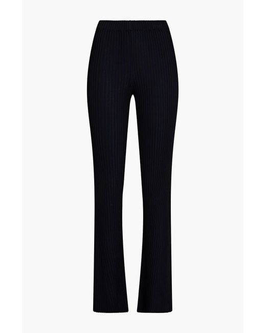 Dion Lee Blue Ribbed-Knit Flared Pants