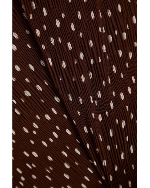 Ganni Brown Plissierter midirock aus georgette mit polka-dots