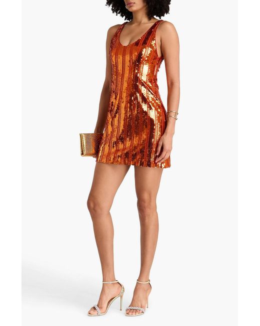 Galvan Orange Valletta Sequined Tulle Mini Dress