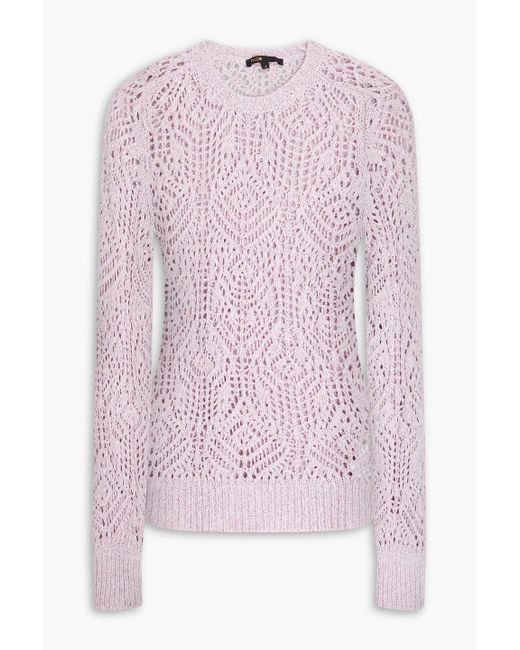 Maje Pink Open-knit Sweater