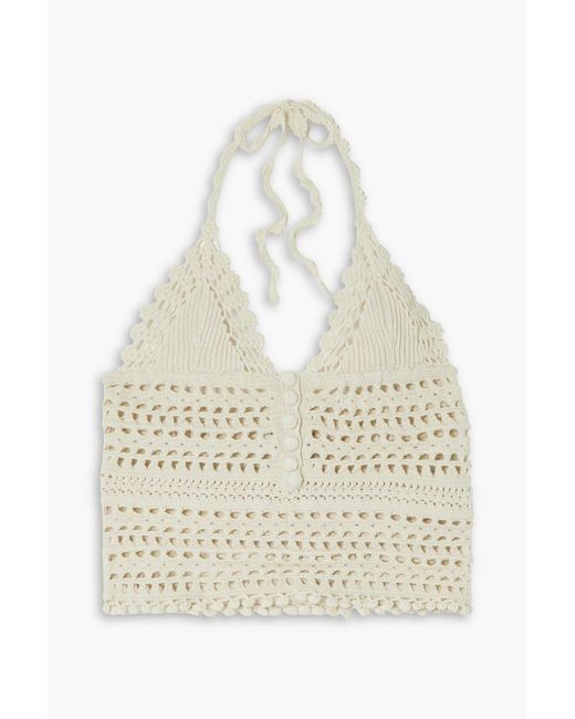 Isabel Marant White Frinley Crocheted Cotton Halterneck Tank