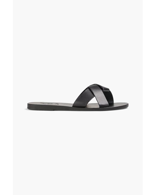 Ancient Greek Sandals Black Whitney Twisted Leather Sandals
