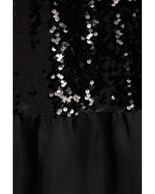 Sandro Black Satin-twill Paneled Sequined Tulle Mini Dress