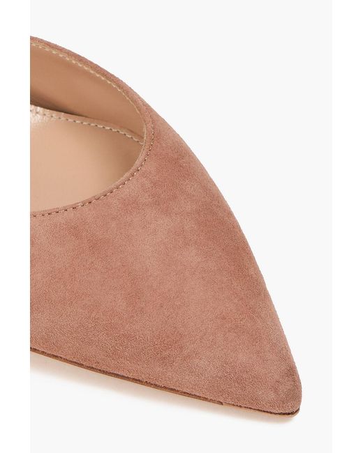 Gianvito Rossi Pink Montecarlo D'Orsay Crystal-Embellished Suede Pumps