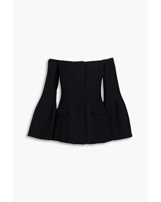 Gabriela Hearst Black Ambrose Off-the-shoulder Wool And Silk-blend Jacket