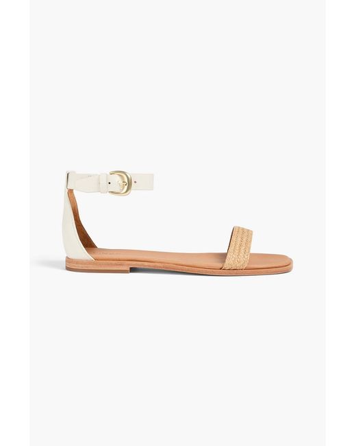 Vince White Martina Leather And Jute Sandals