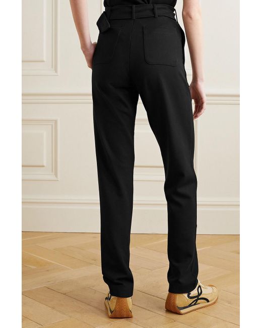 Leset Black Rio Belted Stretch-jersey Straight-leg Pants