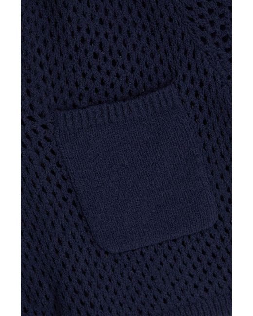 Onia Blue Cropped Crochet-knit Cotton-blend Polo Shirt