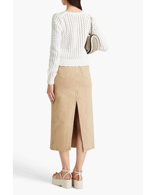 Maje Natural Denim Midi Pencil Skirt