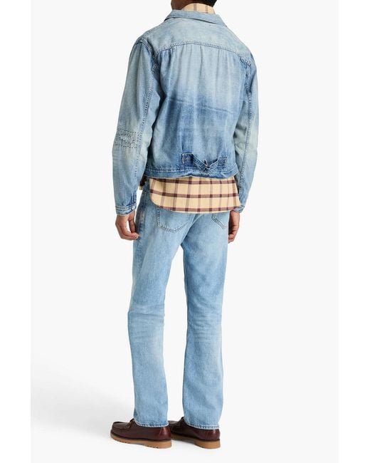 Polo Ralph Lauren Blue Distressed Faded Denim Jacket for men