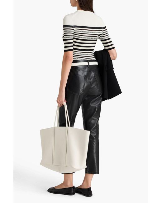 Jonathan Simkhai White Striped Ribbed-Knit Top