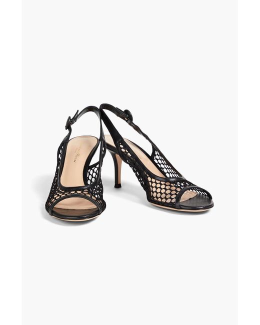 Gianvito Rossi Metallic Mesh And Leather Slingback Pumps