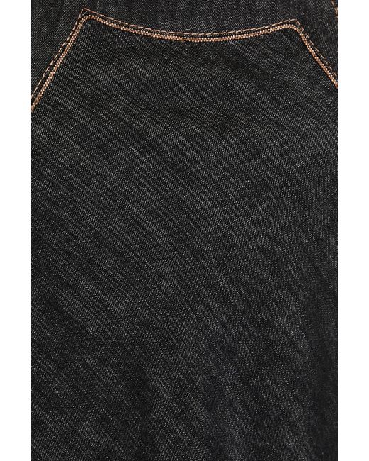 Brunello Cucinelli Black Neckholder-kleid aus denim mit zierperlen