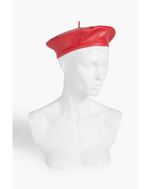 Eugenia Kim Red Cher Leather Beret
