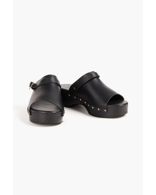 Ancient Greek Sandals Black Studded Leather Clogs