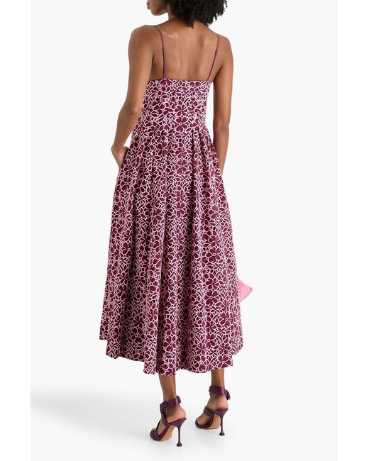 Jonathan Simkhai Kittiya Pleated Broderie Anglaise Cotton Midi Dress in  Purple | Lyst