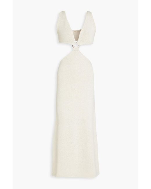 Cult Gaia White Bank Cutout Embellished Cotton-blend Midi Dress