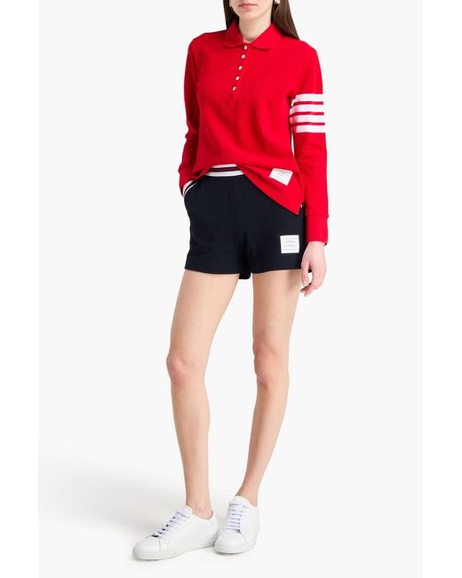 Thom Browne Red Printed Cotton-Piqué Polo Shirt