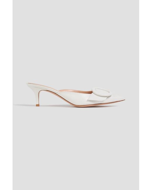 Gianvito Rossi White Portofino 55 Leather Mules