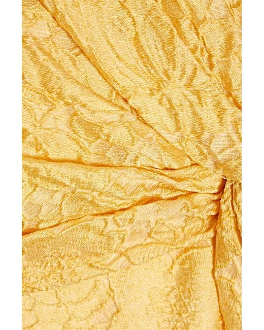 THEIA Yellow Dillan minikleid aus cloqué mit asymmetrischer schulterpartie