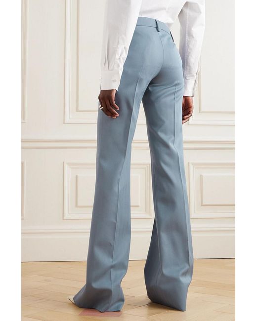 Stella McCartney Blue Pinstriped Wool-Blend Flared Pants