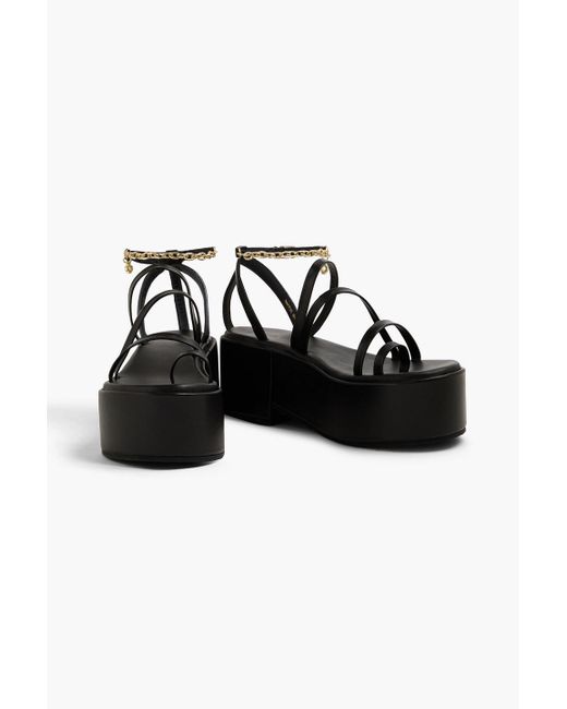 Maje Black Leather Platform Sandals