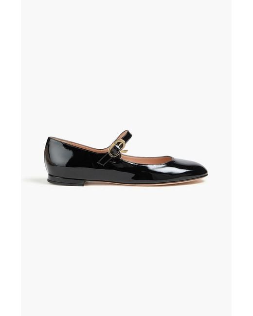 Gianvito Rossi Black Mary Ribbon Patent-Leather Mary Jane Flats