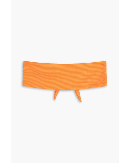 Mara Hoffman Orange Abigail Ribbed Knotted Bandeau Bikini Top