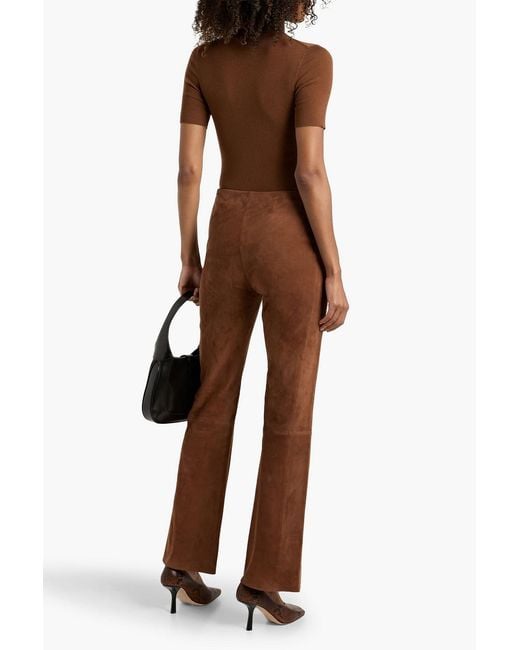 Theory Brown Suede Bootcut Pants