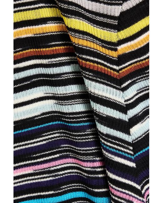 Missoni Black Space-dyed Ribbed Wool-blend Cardigan