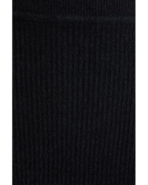 Wardrobe NYC Black Brushed Ribbed Cotton-Blend Skirt