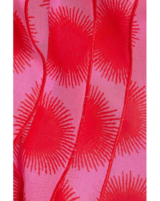 Diane von Furstenberg Pink Arlington bedruckte bluse aus chiffon mit rüschen