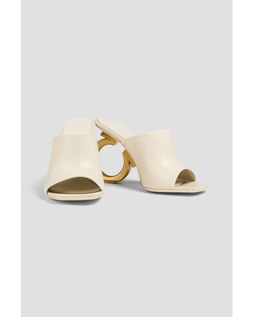 Ferragamo White Astro X5 Leather Mules