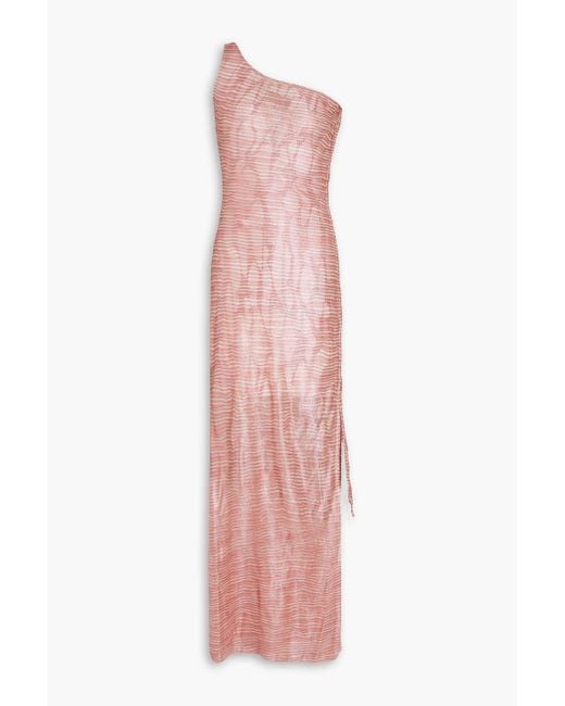 Missoni Pink One-shoulder Metallic Crochet-knit Maxi Dress