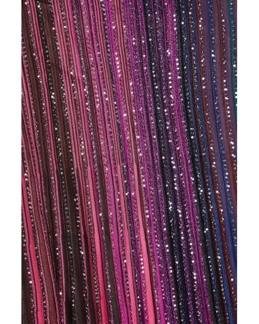 Missoni Purple Gestreiftes kleid aus rippstrick mit pailletten