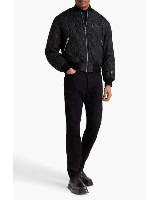 Versace Black Metallic Brocade Bomber Jacket for men