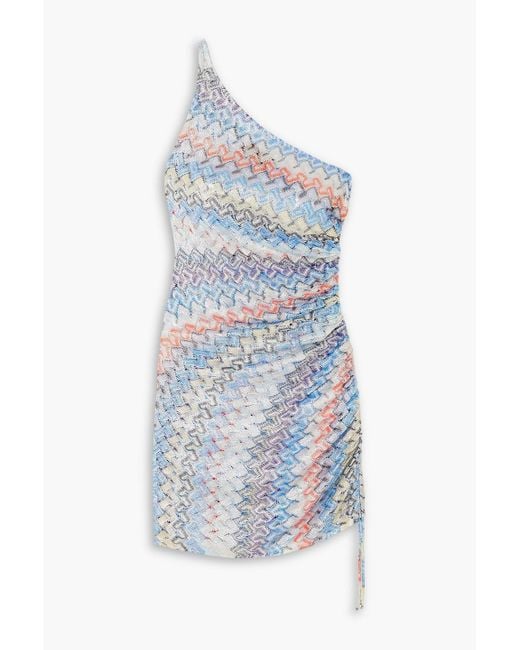 strapless open back dress Brynn Stripe One Shoulder Maxi Dress-Blue/Green main image 1