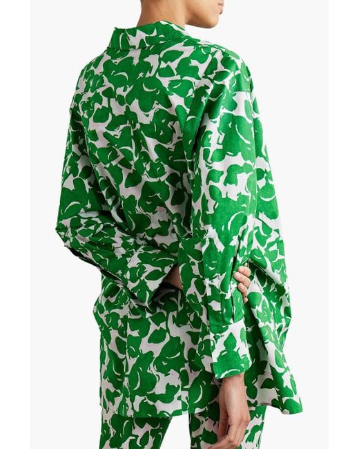 Diane von Furstenberg Green Caleb oversized-hemd aus einer baumwollmischung mit print