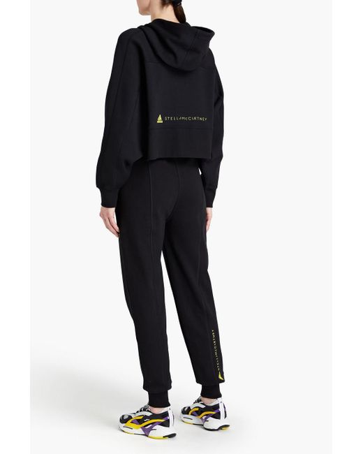 Adidas By Stella McCartney Black Nior Printed Cotton-blend Jersey Track Jacket