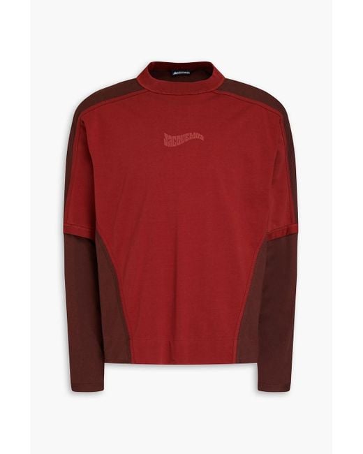 Jacquemus Zweifarbiges t-shirt aus baumwoll-jersey mit logoprint in Red für Herren