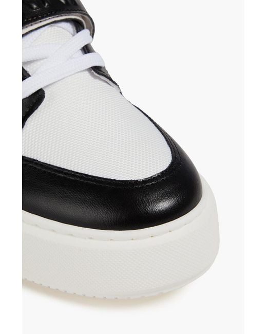 Ganni Black Two-tone Canvas And Faux Leather Sneakers