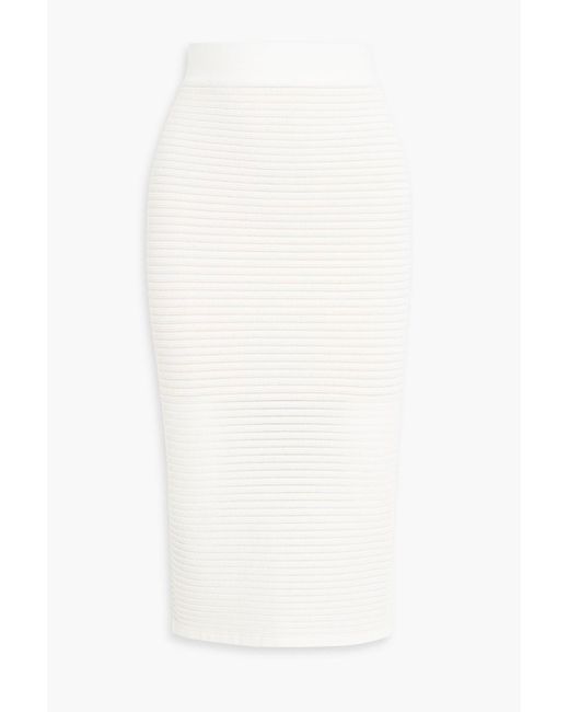 Hervé Léger White Textured-bandage Midi Skirt