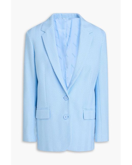 Missoni Blue Crochet-Knit Cotton-Blend Blazer
