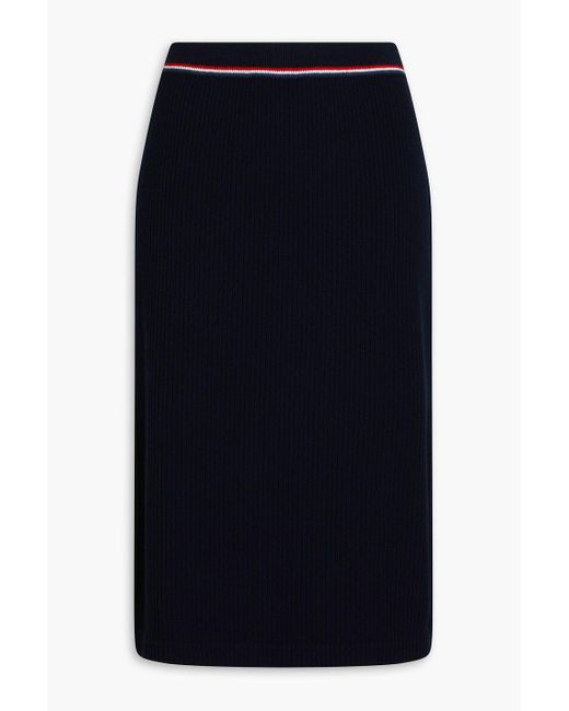 Thom Browne Blue Ribbed Cashmere Skirt