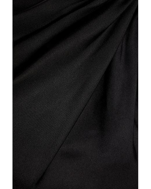 Halston Heritage Black Gemi Knotted Satin-crepe Halterneck Gown