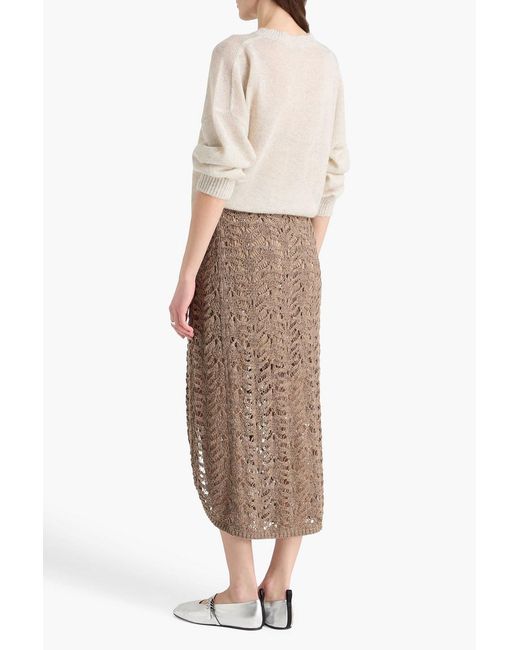 Brunello Cucinelli White Metallic Knitted Sweater