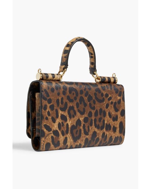Dolce & Gabbana Brown Leopard-print Pebbled-leather Phone Bag