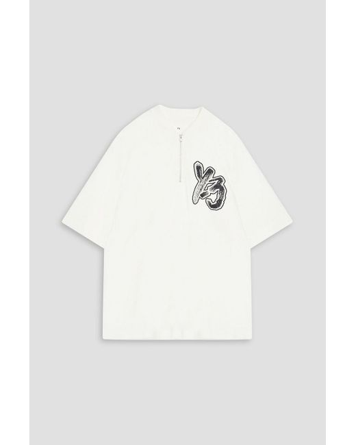 Y-3 White Logo-print Cotton-jersey T-shirt for men