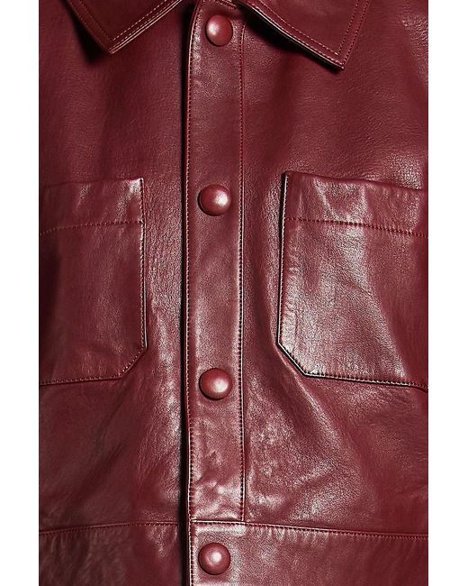 FRAME Red Cropped Leather Jacket